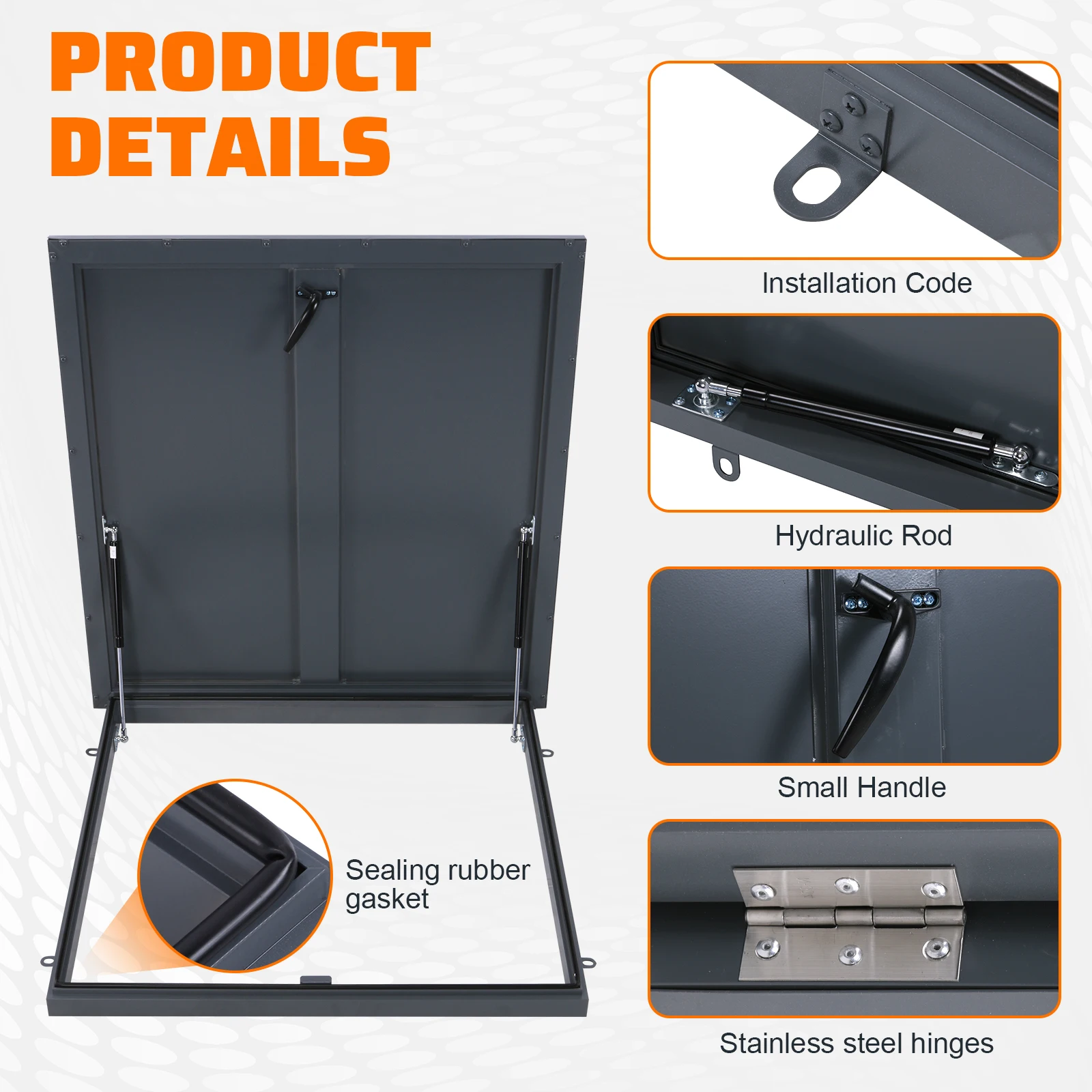 

Люк для доступа на крышу 35.83x35.83 дюйма, коммерческий, с газовым амортизатором и ручкой, для дома, промышленности, подвала