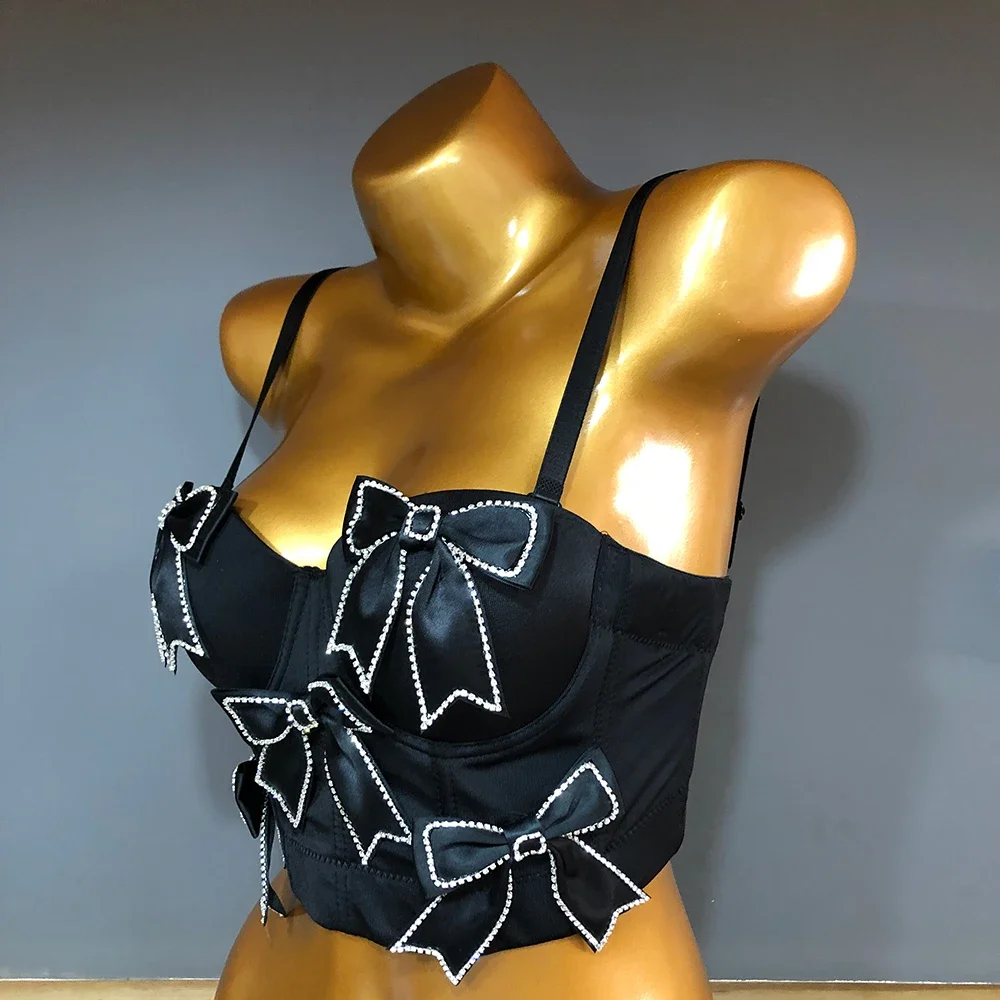Chi naya-Bustier Push Up à Nministériels d Pailmétrage pour Femme, Haut Court, Corset, Camisole, Bralette, Costume de Performance, brev, GlaBlack White, Été