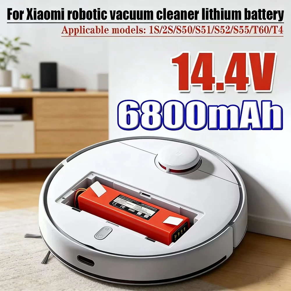 14.4V 6800mAh Robotic Vacuum Cleaner Original Replacement Battery For Xiaomi Roborock S55 S60 S65 S50 S51 S7 S5 MAX S6 Parts