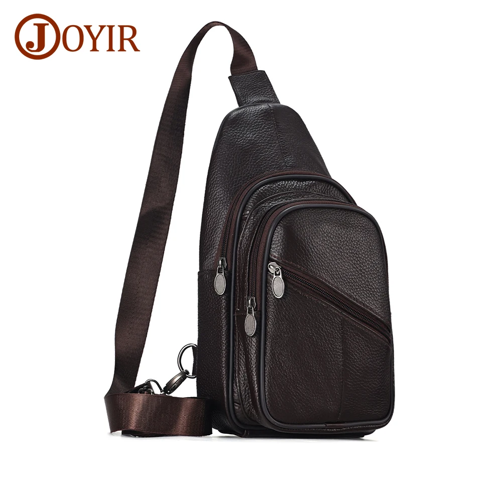 

JOYIR Casual Men's Leather Hiking Chest Bag Pack Crossbody Bags for 7.9" iPad Travel Sling Bag Shoulder Bags