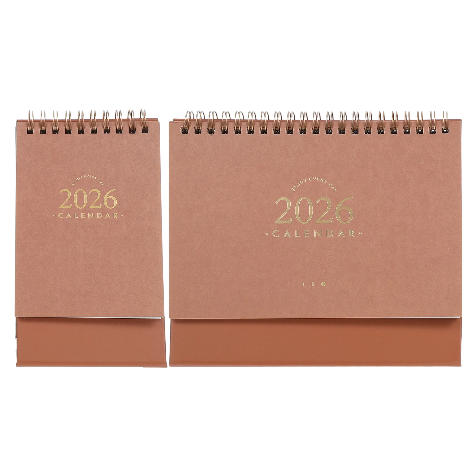 

2pcs Desk Calendar 2026 Compact Double Line Daily Planner Aesthetic Metal Accessories Large Desktop Retro Stand Up Habit Tracker