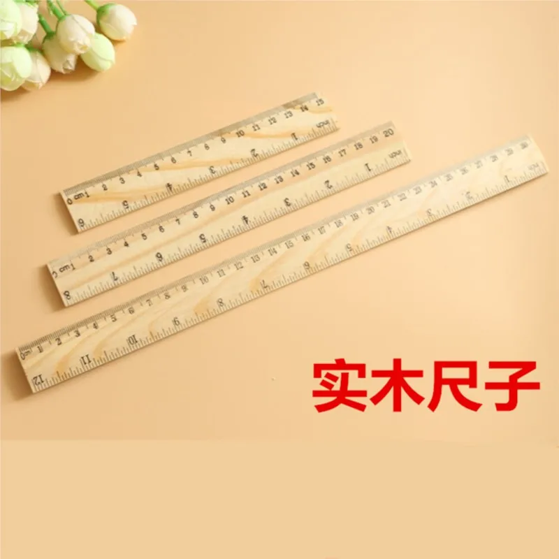 

3pcs/ 15cm 20cm 30cm Wooden Ruler Metric Rule Precision Double Sided Measuring Tool Learning office Stationery