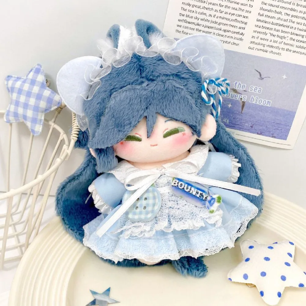 귀여운 드레스 10cm 면 인형 옷 고양이 귀 머리띠 인형 옷 세트 만화 강아지 사랑스러운 인형 드레스 세트 인형 액세서리