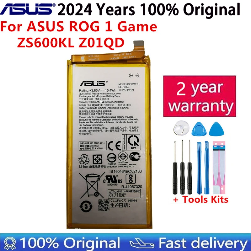 100% Original ASUS High Capacity C11P1801 ZS600KL Z01QD Phone Battery For ASUS ROG 1 Game Phone 4000mAh