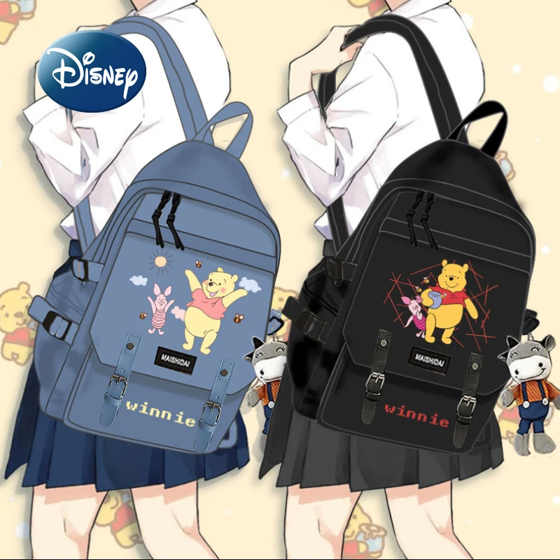 Imagem -06 - Disney Winnie The Pooh Nova Mochila de Luxo Marca de Moda Masculina e Feminina Mochila de Grande Capacidade dos Desenhos Animados Bonito Bolsa de Estudante