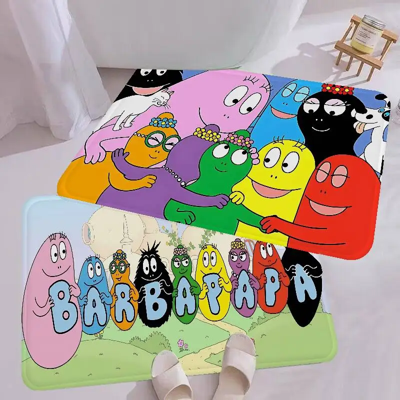 Children B-Barbapapa Bathroom Mat Anti-slip Absorb Water Long Strip Cushion Bedroon Mat Welcome Doormat