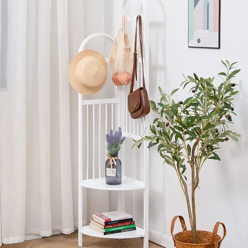 

Wall Corner Clothes Hanger: Bamboo Bedroom Corner Rack, Porch Bag and Clothes Stand, Space-Efficient Storage, Wall Organizer