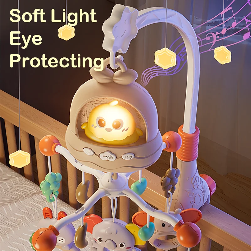 360° Bird Musical Remote Control Baby Crib Mobile Rotating Soft Light Bed Bell Toy Timing Hanging Infant Newborn Bedside Gift