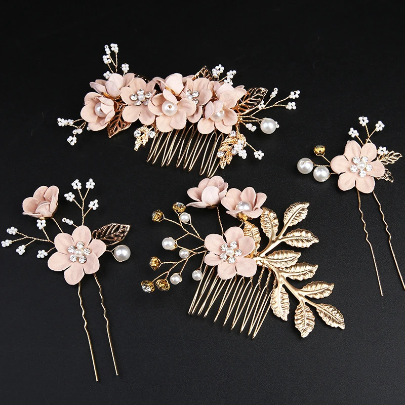 Romance Pearl Flower Hair Combs Clip Durable Rhinestone Metal Hairclip Women Grils Bridal Wedding Party Headwear Clip Accessorie