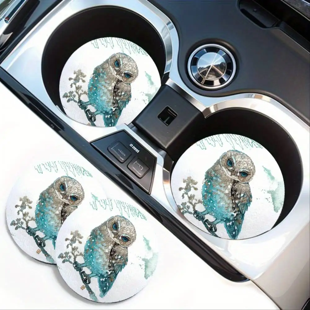 Owl Design Absorbent Car Cup Holder Coasters Drink Stability Auto Accessories