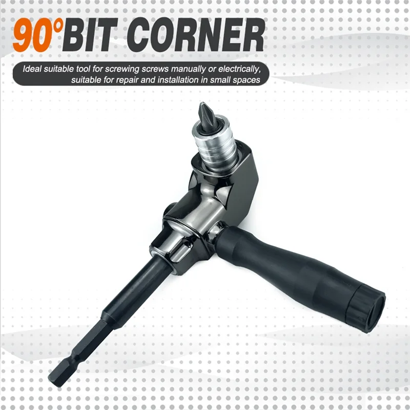 Self-Locking 90 Degree Right Angle Screwdriver Holder Drive Bit Angle Extension Electric Screw Driver Angle Driver B Durable