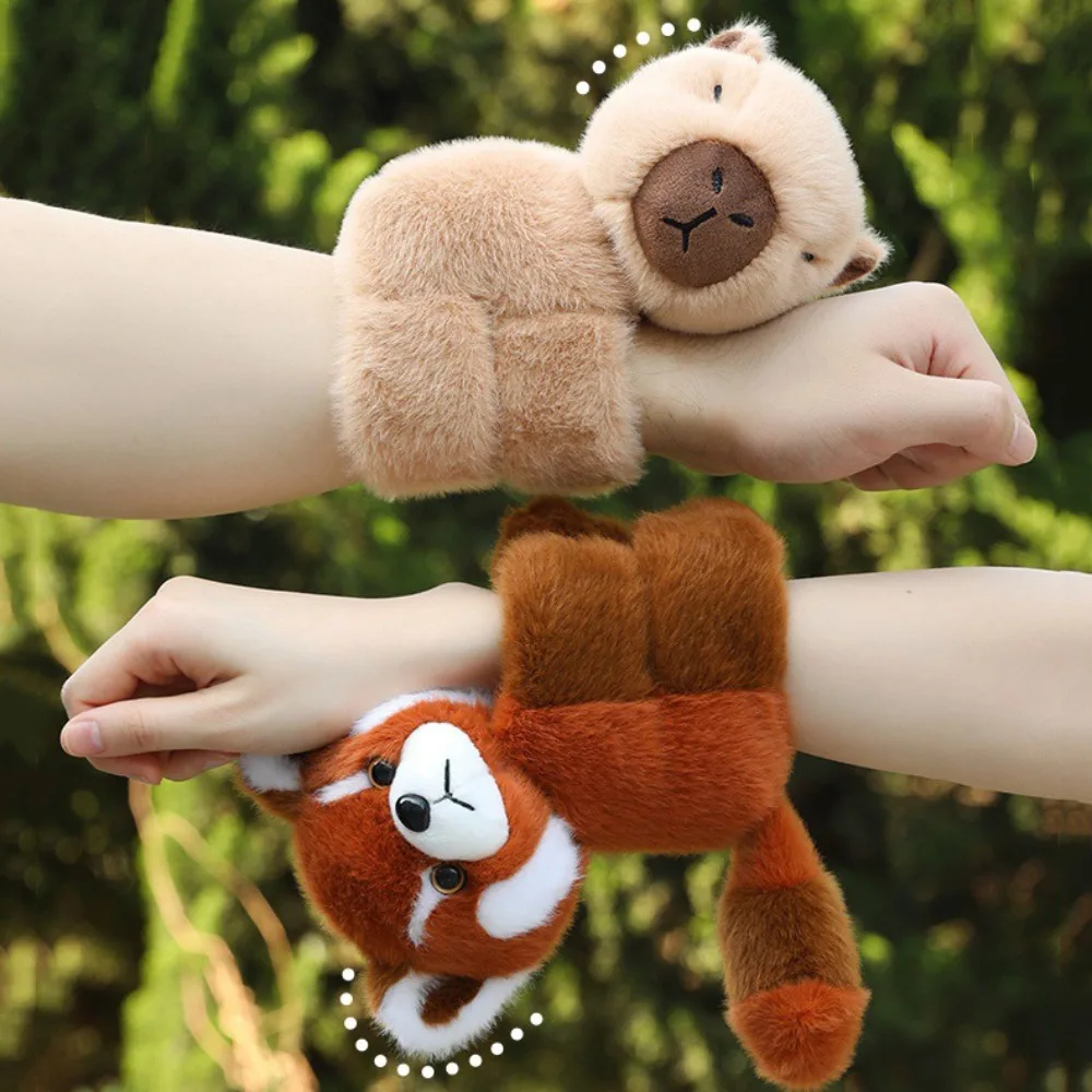 

Panda Animal Plush Wrist Band Monkey Raccoon Capybara Slap Bracelet Simulation Cute Plush Doll Slap Bracelet Home Decor