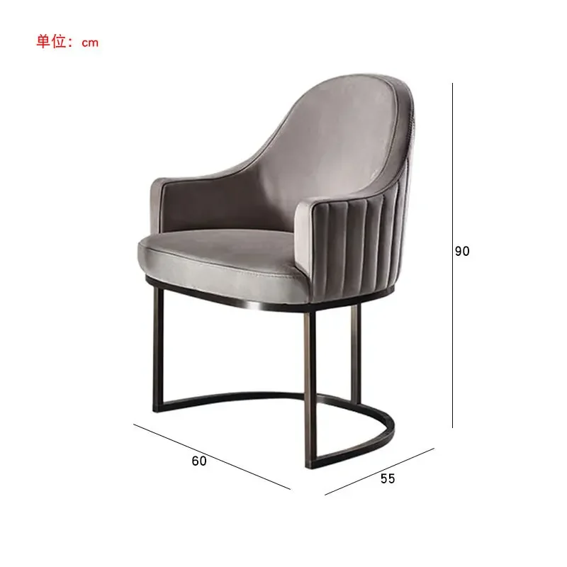 เก้าอี้ทานอาหารสไตล์อิตาลีเรียบง่าย เก้าอี้อ่านหนังสือสแตนเลสทันสมัยสำหรับพักผ่อน เก้าอี้ผ้าสำหรับโรงแรม