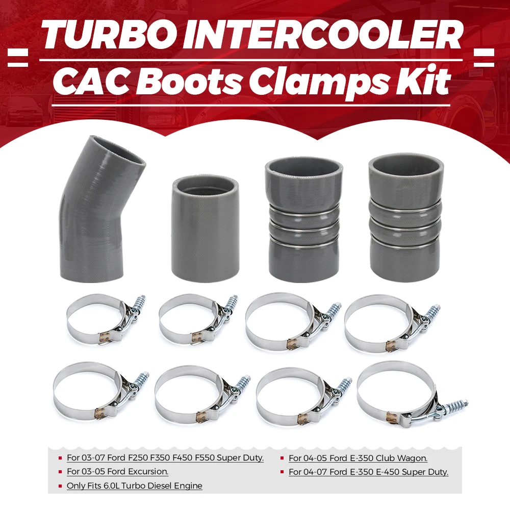 Turbo Intercooler CAC Boots Clamps Kit for Ford F250 F350 6.0L Diesel 2003-2007 Intercooler Boot & Clamp Upgrade Kit