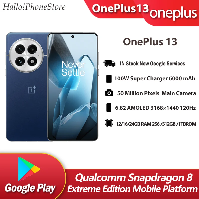 НОВЫЙ OnePlus 13 5G Snapdragon 8 Elite 6,82 дюйма QHD + (3168 × 1440) 120 Гц LTPO AMOLED 6000 мАч 100 Вт SUPERVOOC IP68 NFC OTA 50 МП Google