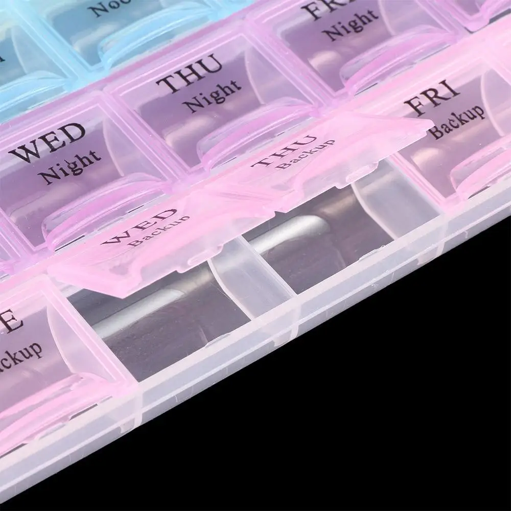 Pill Dispenser Drug Case Organizer Container Medicine Storage Weekly 7 Days 28 Squares Pill Box 4 Row