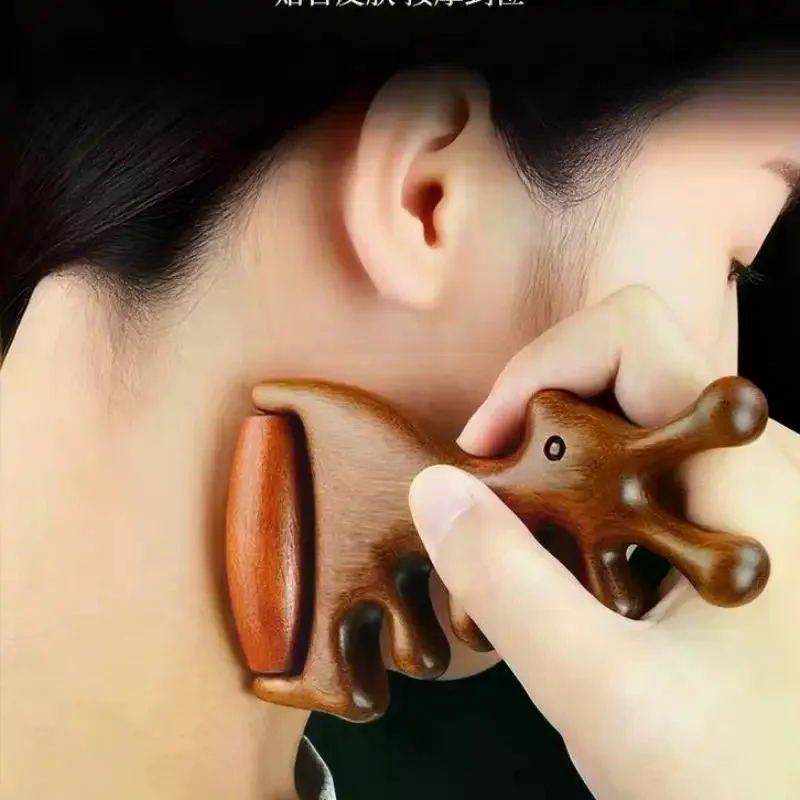 Pettine per massaggio in legno Testa Meridiano Pettini per cuoio capelluto Viso Occhio Spalla Collo Raschiante Trattamento Perdita di capelli Pettine antistatico a denti larghi