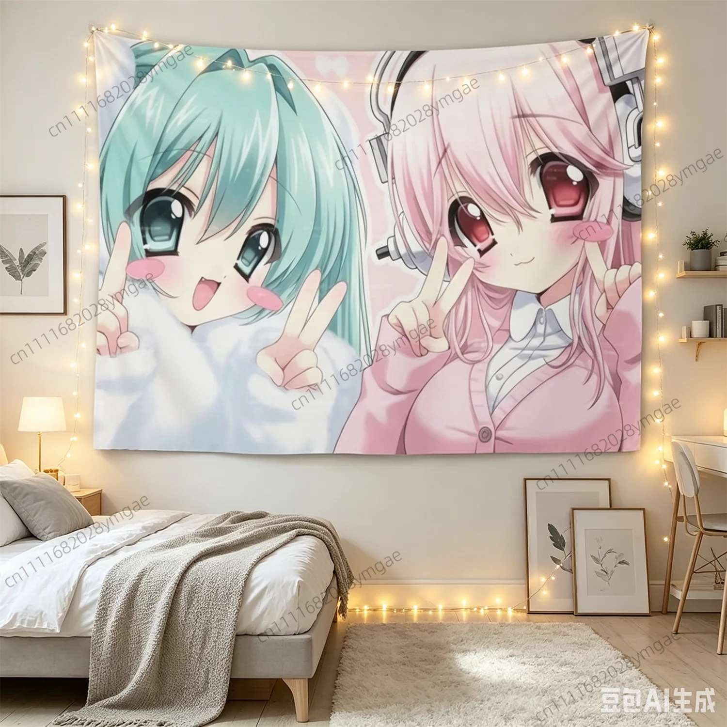 Aesthetic Cute Anime Super Sonico Tapestry Cartoon Cat Girl Wall Hanging for Bedroom Dorm Kawaii Backdrop Cloth Fans Banner Gift