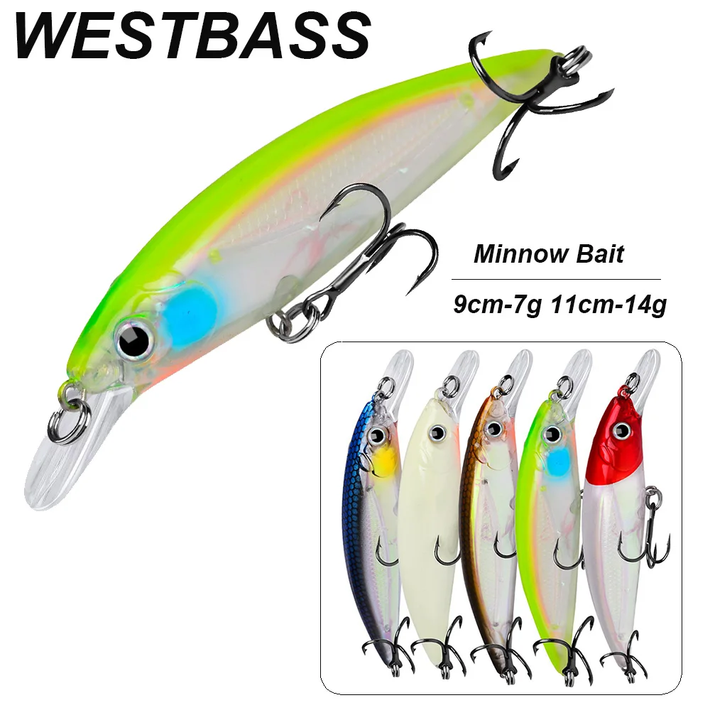 WESTBASS 1PCS Minnow Leurre 7g-14g Minno Fishing Bait Noisy Hard Wobbler Isca Floating Swimbaits matériel de pêche duro cebo