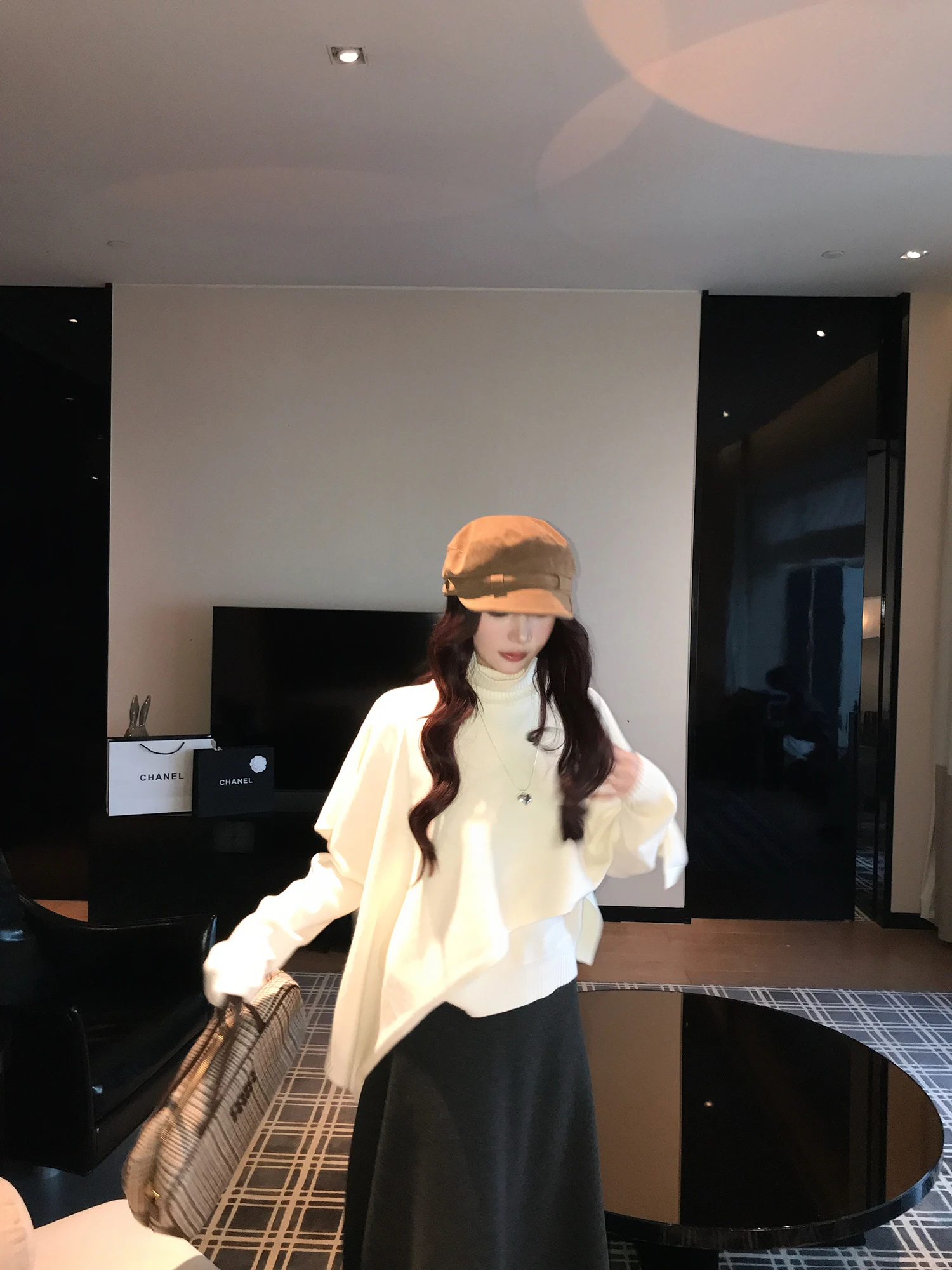 

Romantic Korean Sle Knitted Two-Piece Set with Cloak And oulder Wrap Base Sweater Thiened Autumn Winter Women's Warmth ...