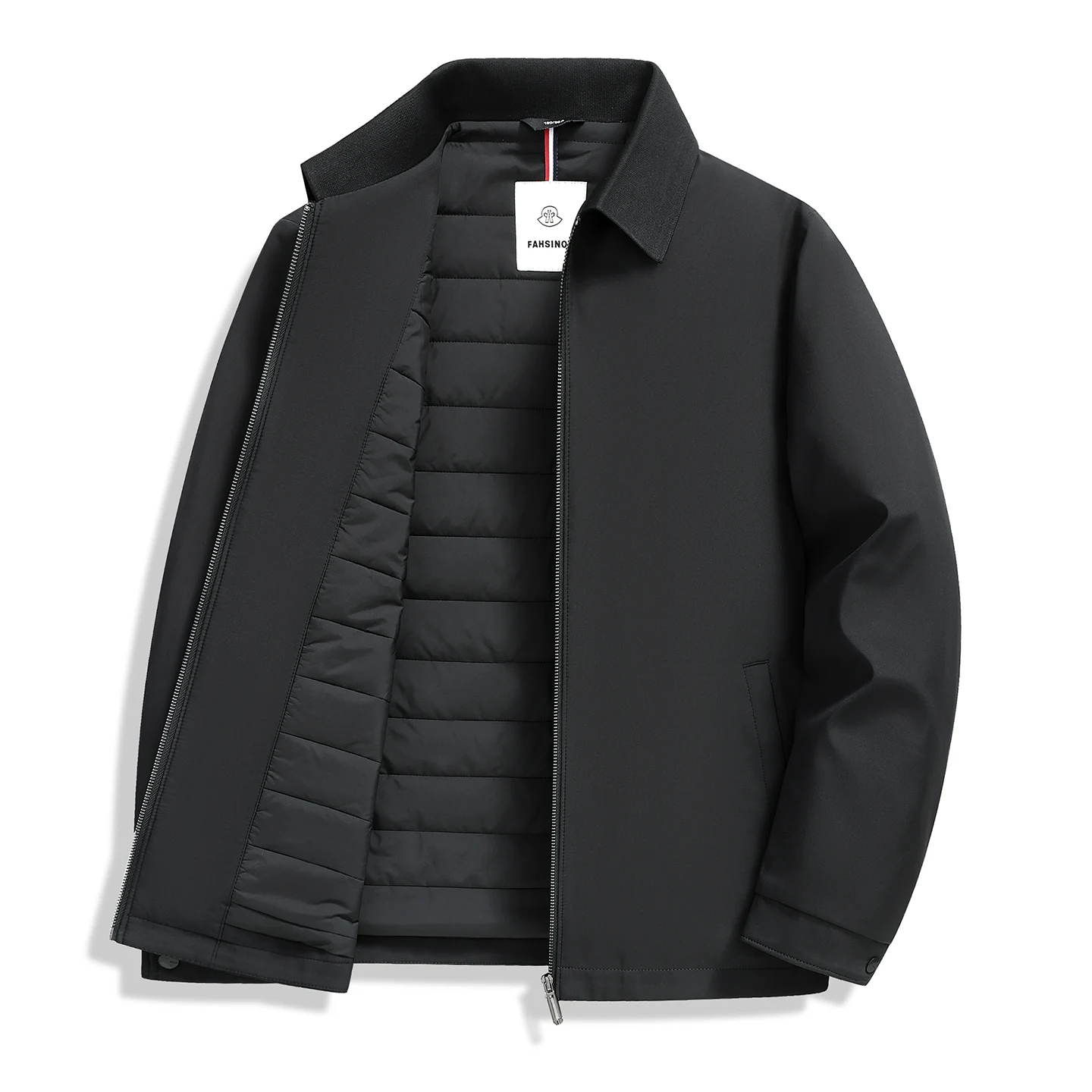 2026 Winter New Style Men's Fashion Casual Lapel Solid Color Cotton Coat with Zipper for Warmth and Comfortable Casual Wear