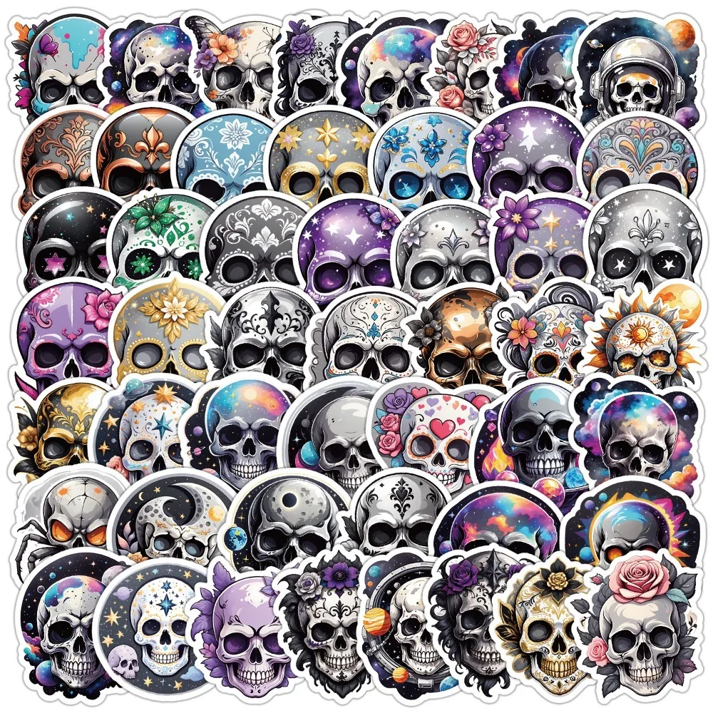 Gothic Stickers 10/50Pcs Skull Vinyl Sticker Pack Waterproof Skeleton Stickers for Laptops Water Bottles Phone Case Kids Gifts