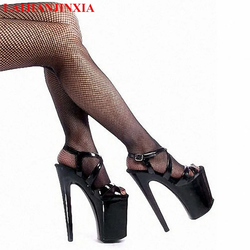 LAIJIANJINXIA New  PU Sexy Exotic Pole Dancing Shoes Summer Women Sandals 20CM High Heels Buckle Strap Size 34-46 E040