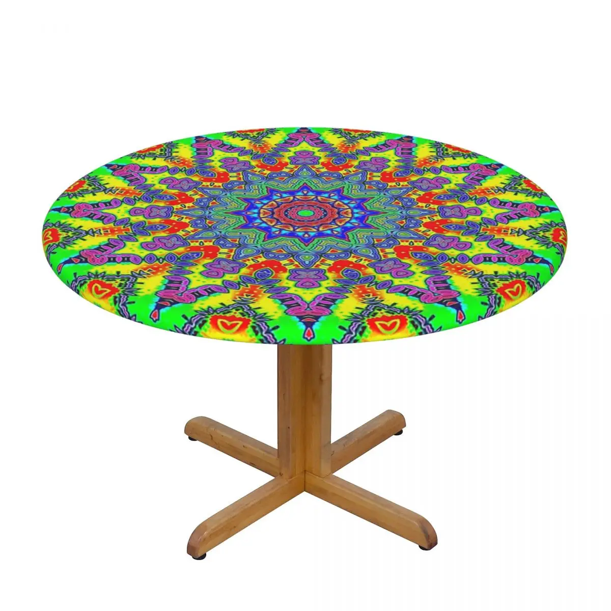 Psychedelic Trippy Acid LSD Art Waterproof Round Tablecloth Oilproof Table Cloth for Kitchen Events Dining Table Cover