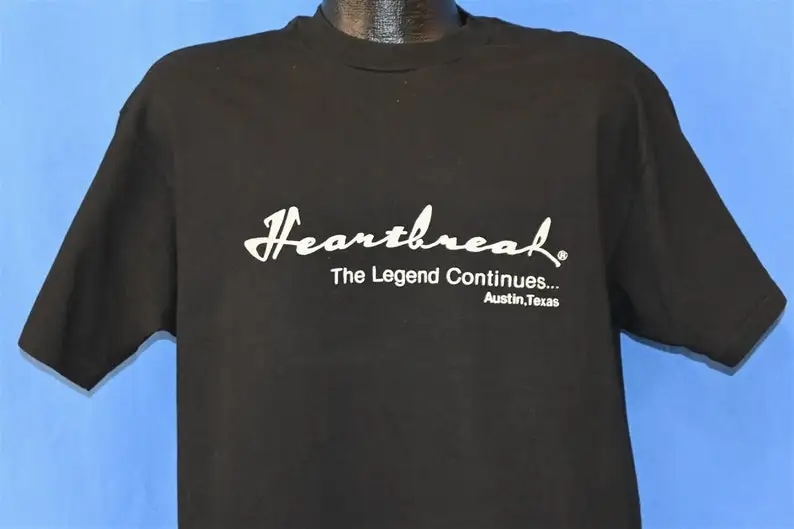 80s Heartbreak The Legend Continues Austin Texas Black t-shirt Extra Large