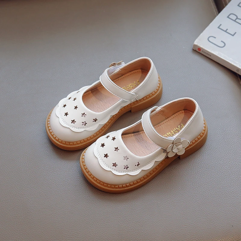 Calzado de piel sintética para niña, zapatos planos de princesa de suela blanda, niño y niña escolar para calzado, novedad de primavera y otoño