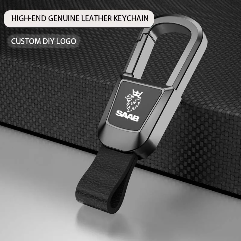 

Car Leather Key Chain keychain Pendant Key Case Key Cover For Saab 93 95 Saab 9-3 9-5 900 9000 Emblems Accessories Logo 2024