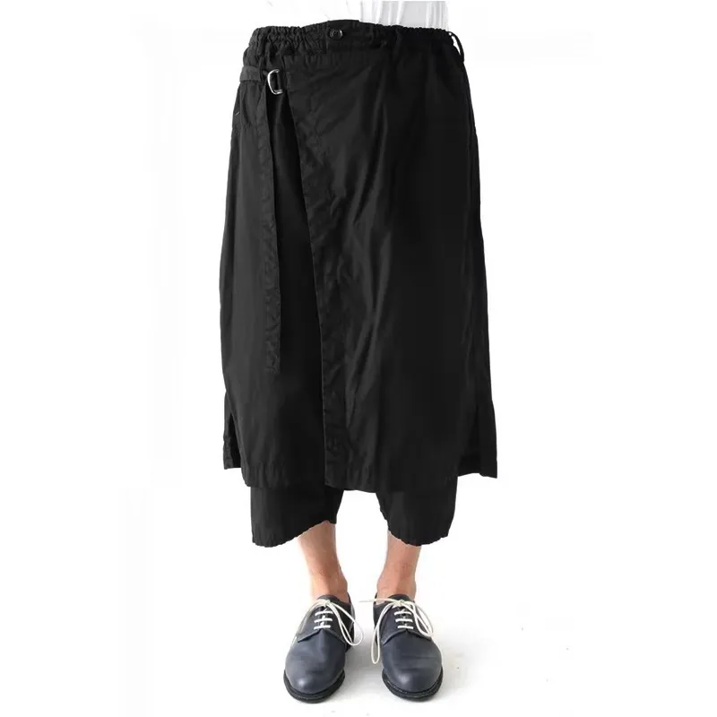 27-46 2025 roupas masculinas femininas personalidade original gd cabeleireiro rua falso duas peças culottes calças plus size traje