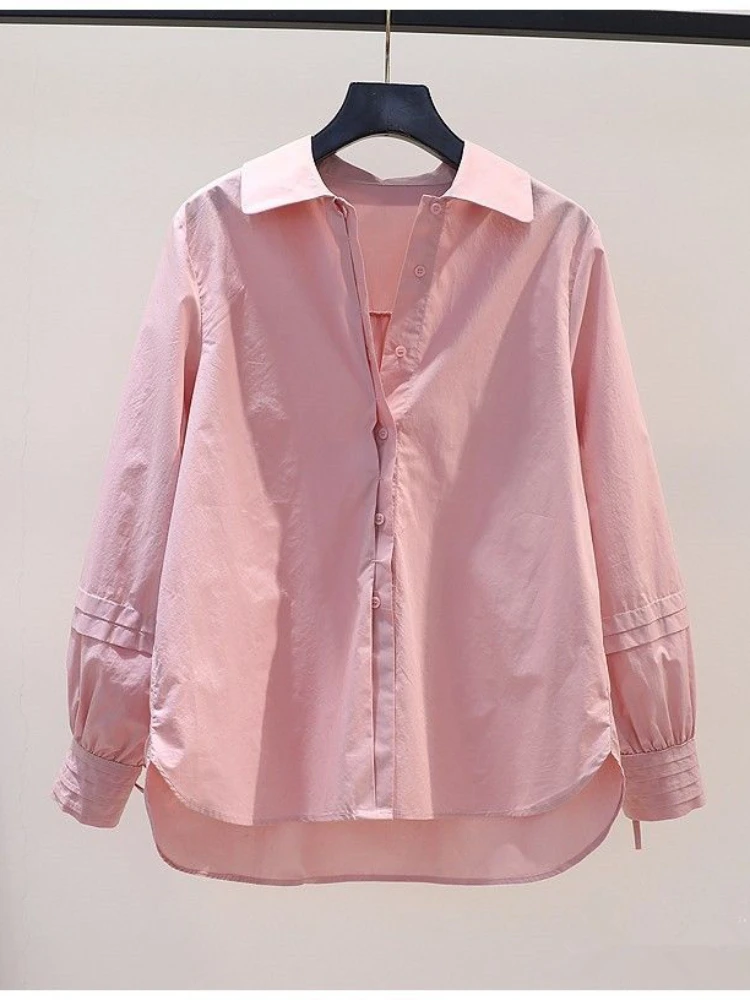 

Винтажная блузка для женщин 2025 Faldas Mujer De Moda, летние топы большого размера, модные рубашки с длинными рукавами и складками, блузки 27p880