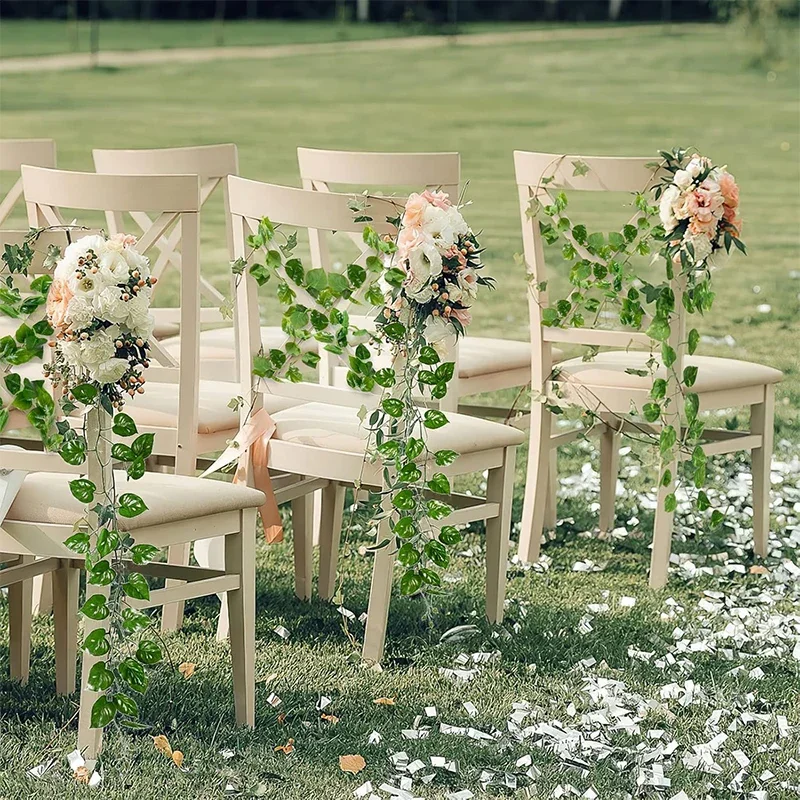 4/8/12M Grüne Künstliche Efeugirlande, Kunstpflanze, Hängende Ranken für Außenbereich, DIY Gartenwand, Hochzeit, Party, Heimdekoration – Detail 7
