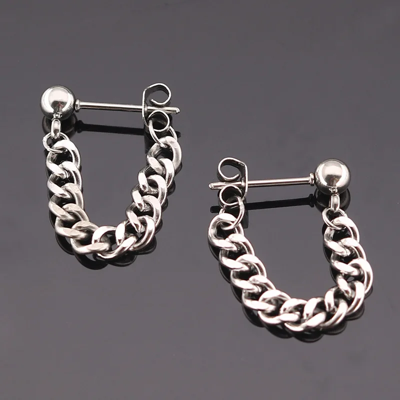 Titanium Steel Chain Earrings For Men Women Hiphop Rock Punk Fashion Jewelry Piercing Earring Homme Accessories Wholesale - view 5