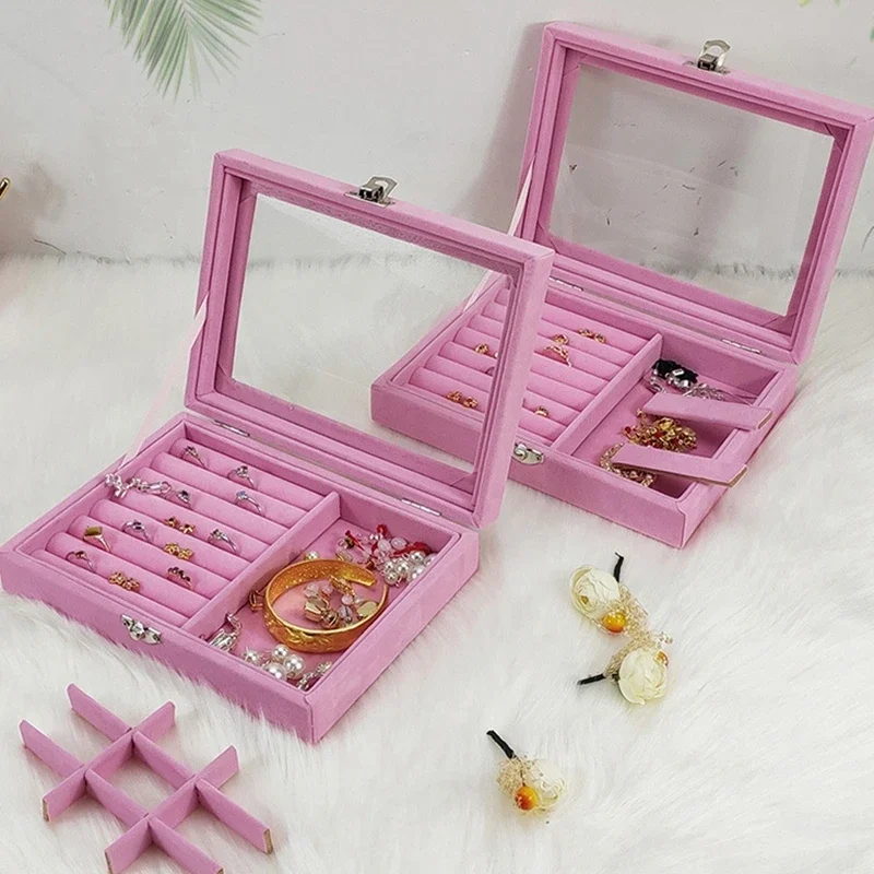 Earrings Storage Box Jewelry Dustproof Jewelry Box Ear Clip Earrings Ear Line Finishing Small Jewelry Box with Lid