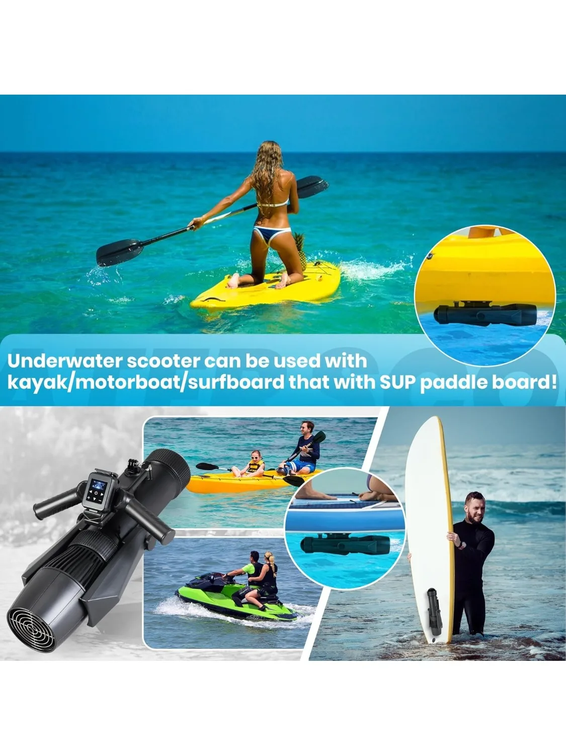 카몰렉 16000mAh 듀얼 배터리 수중 스쿠터 700W 성인용 수영 다이빙 SUP 모터