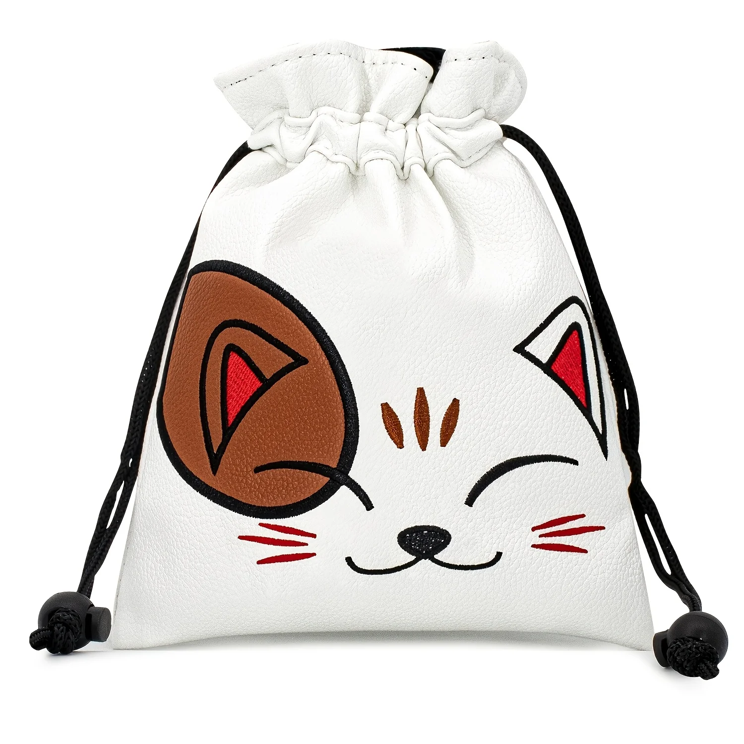 1pc Lucky Cat Pattern Golf Drawstring Storage Pouch, Portable for Storing Golf Balls, Versatile Unisex Golf Additions