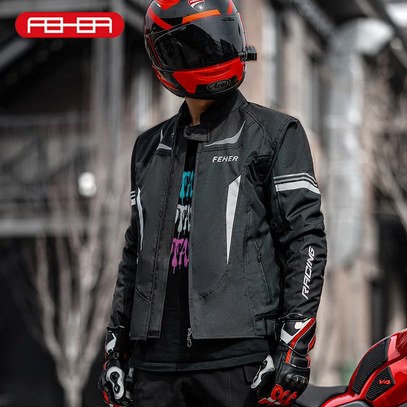 

FEHER Motorcycle Jacket Man Large Size Summer Breathable Comfortable Configuration 5 Piece Protective Gear Motorcycle Jackets