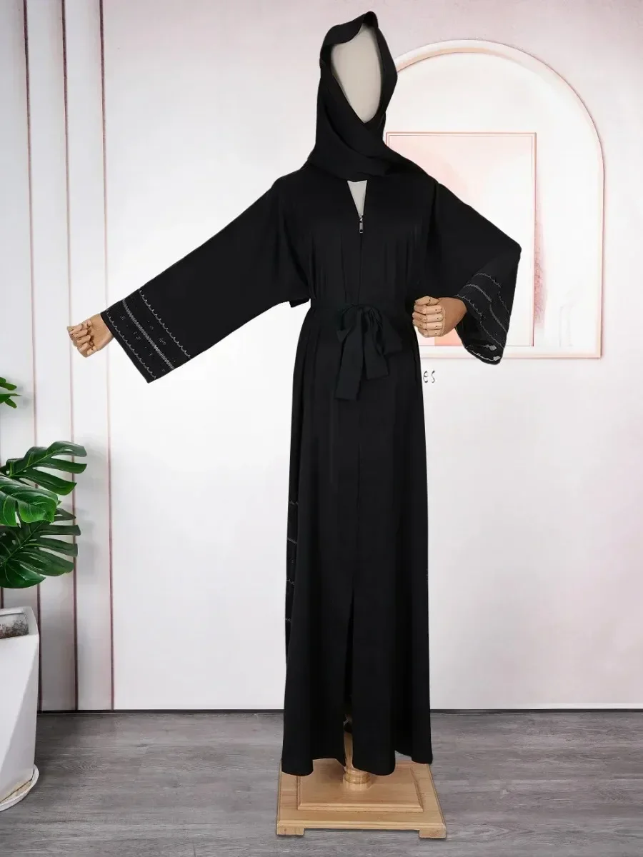 Kleidung für muslimische Frauen schwarz Abaya Dubai muslimischen Hijab Kleid Kaftan Langarm Kimono Robe Femme Abaya Outfits muslimisches Kleid