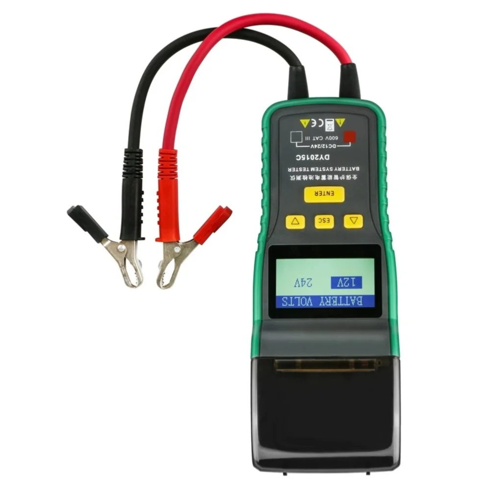 DY2015C 12V 24V For Battery Tester with Large Backlit LCD Screen and Integrated Thermal Printing Functionality