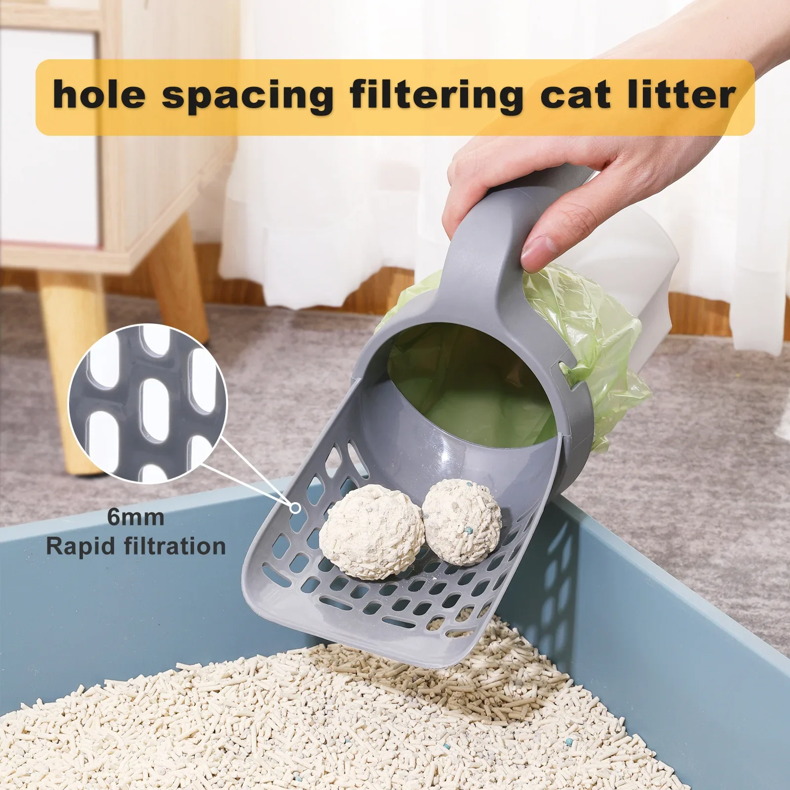 Cat Litter Shovel Set Pet Filter Large Capacity Portable Household Cat Poop Shovel Clean Toilet Garbage Picker Cat Supplies