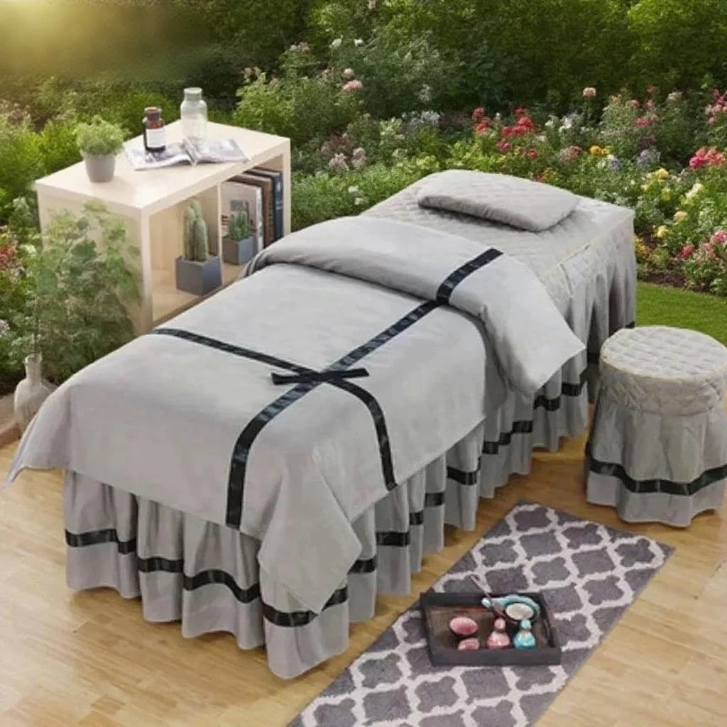 Skin-friendly 4pcs Beauty Salon Bedding Set Thick Bed Cover Sheets Bedspread Fumigation Massage Spa Pillowcase Duvet Cover sets