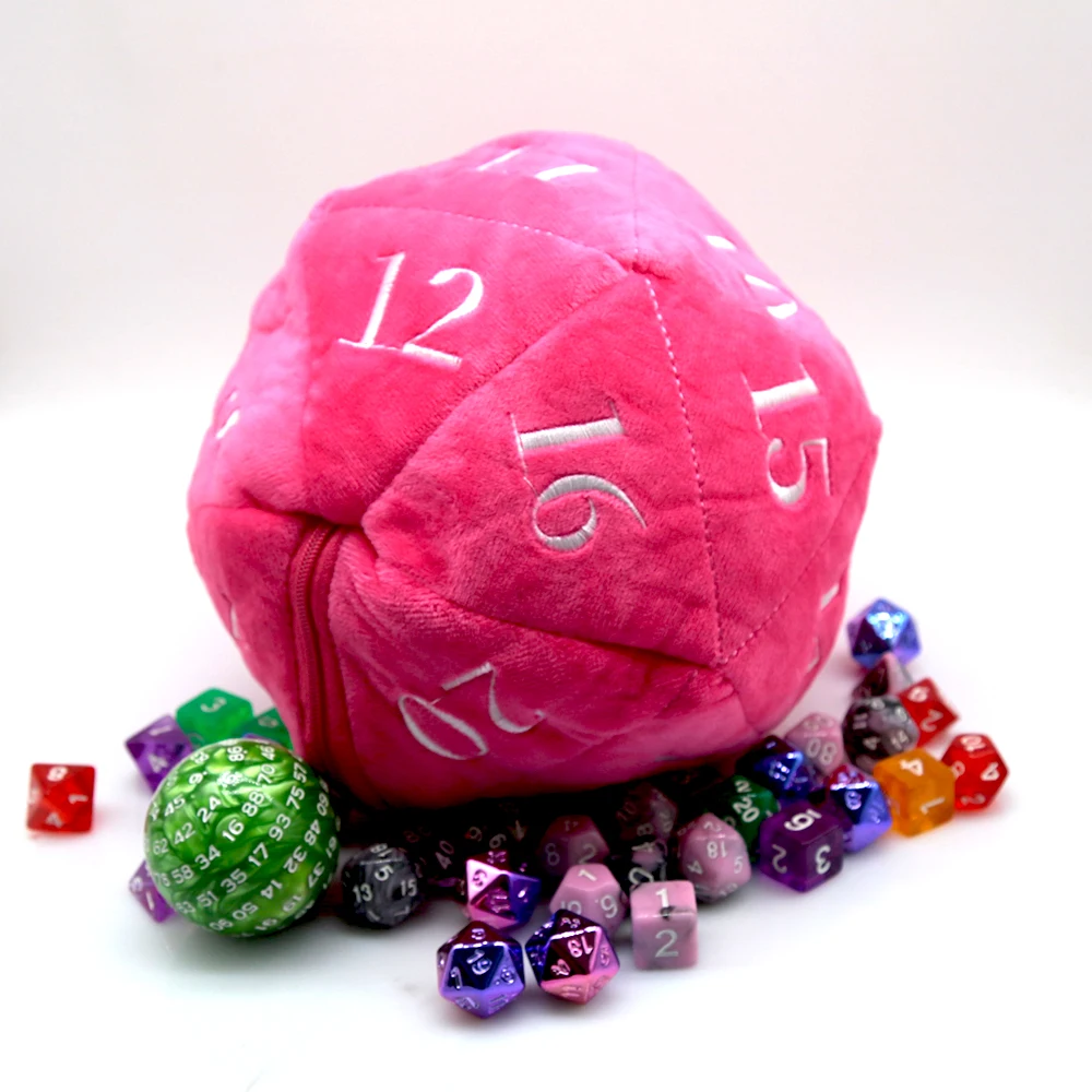 أكياس النرد المخملية DND كبيرة مع جيوب D20 حقيبة تخزين النرد المنفوشة لنردات ألعاب الزنزانة والتنينات #6
