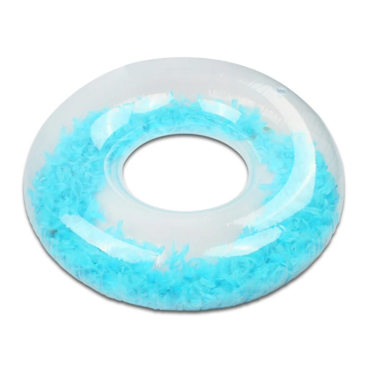 New style Swimming Ring Thickened Transparent Feather PVC Inflatable Swimming Ring with different size