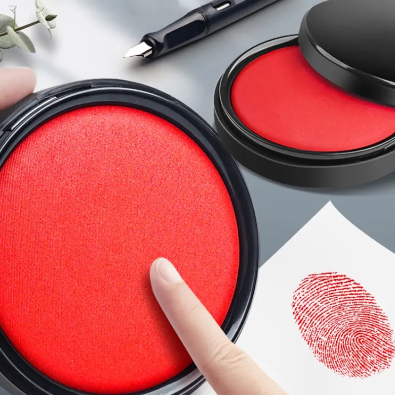 Odpowiedni do replikacji odcisków palców i artykułów biurowych, czerwony wkład atramentowy do stemplowania, przenośny, mały, szybkoschnący wkład atramentowy z gąbką w pudełku.