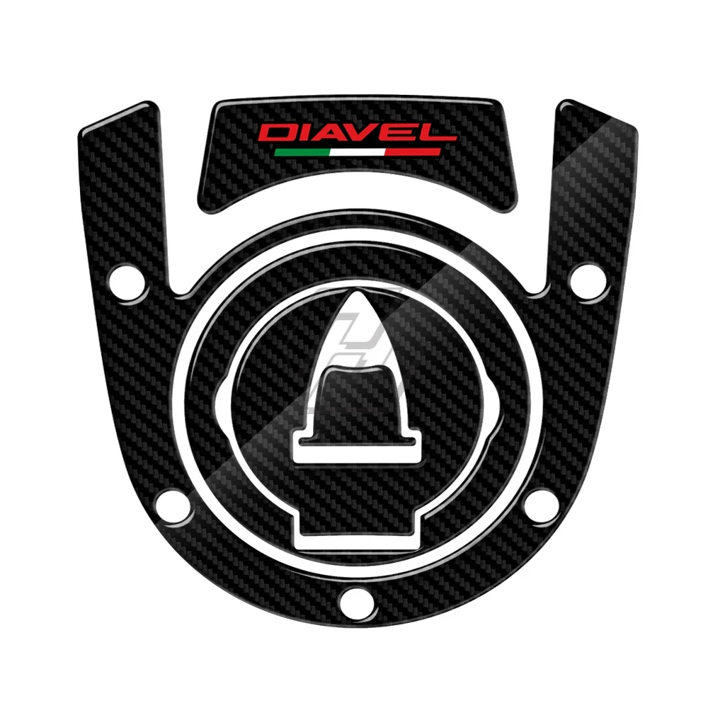 3D Motorcycle Tank Pad Protection Fuel Cap Decals Case for Ducati Diavel Models Carbon-look