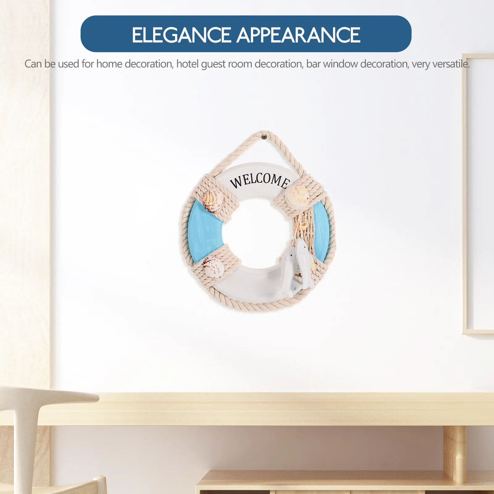 Nautical Wooden Life Buoy Hanging Decoration Exquisite Craftsmanship Weather Resistant Fade Proof