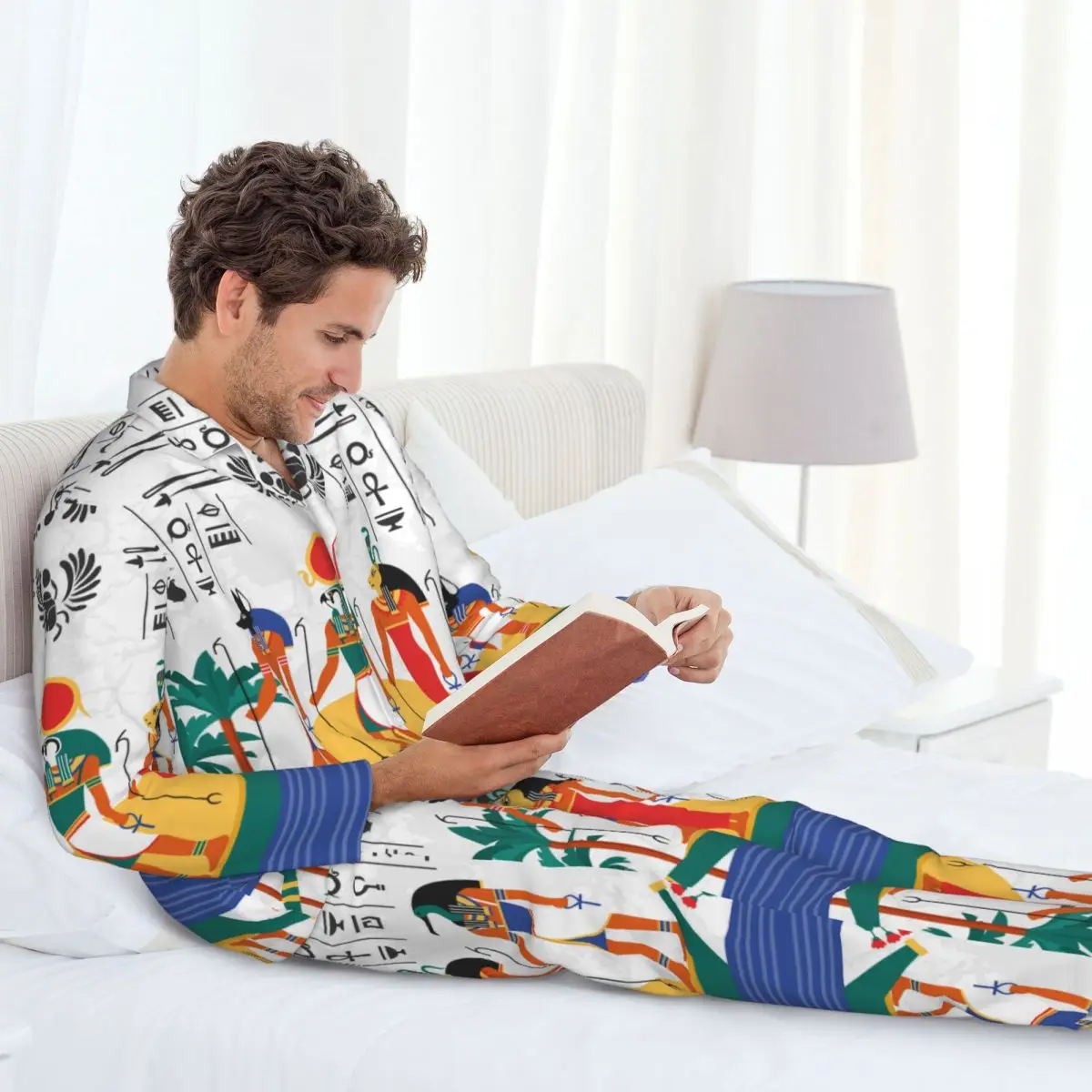 Men's Home Suits Long-sleeved Egyptian Gods And Goddess Suits for Autumn and Winter Pajamas for Men