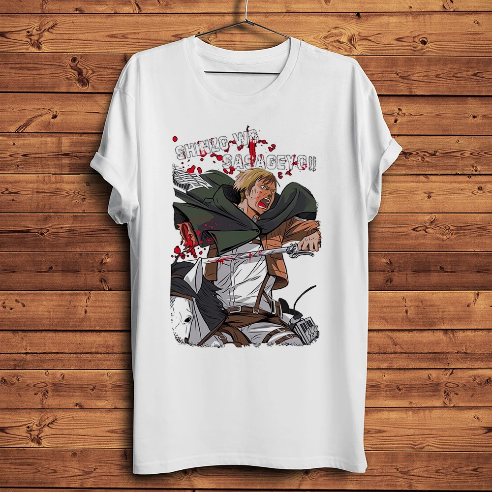 attack titan Erwin Smith anime Funny AOT Manga T Shirt Men homme daily Short TShirt Unisex Streetwear Shingeki no Kyojin tee